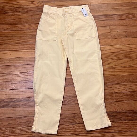 NWT Joie Mirenda Slim Crop Cargo Pants in pastel yellow Size 4 - Picture 4 of 9